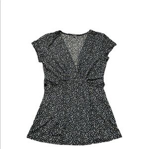 Maurices - Tie-back, Short-sleeved Blouse - Black Floral Print - Size: Small